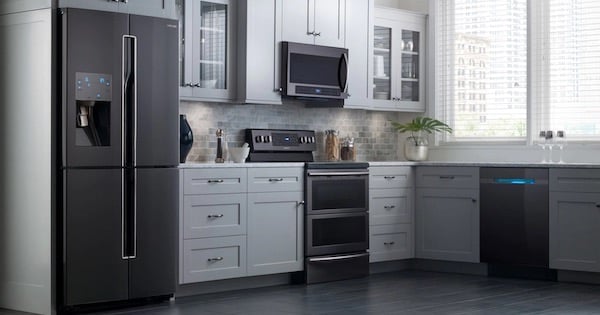 Above the Fold Image Samsung Black Stainless Steel Appliances