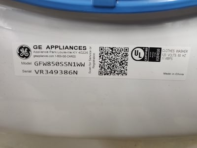 GE Washer Model Tag