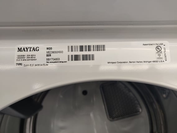 Maytag Dryer Model Tag