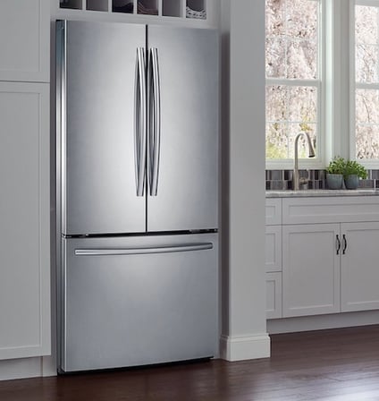 Slate vs Stainless Steel_Samsung RF220NCTASR French Door Refrigerator in Stainless Steel